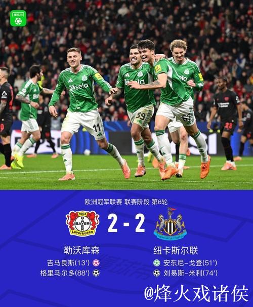 勒沃库森2-2纽卡,戈登传射,吉马良斯乌龙,米 勒沃库森2-2纽卡,戈登传射,吉马良斯乌龙,米